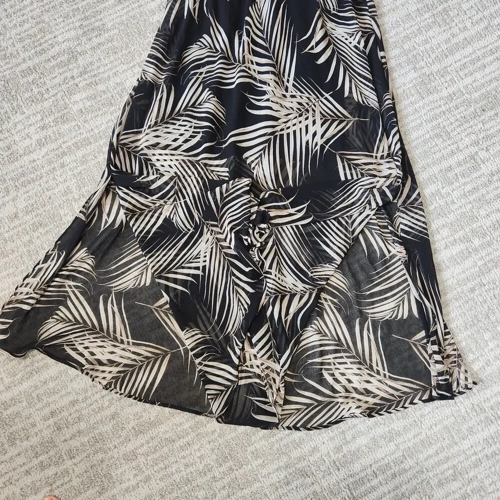 White House Black Market halter chiffon flowy palm leaf maxi dress size 10 - Picture 4 of 11